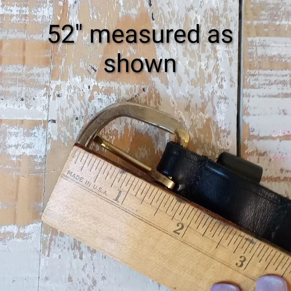 Y2K Vintage Twin Hill UPS Leather Belt 48 52 Black Silver Workwear Gorp USA Made
